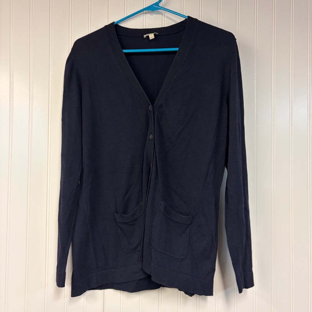 Talbots Women’s Classic V-Neck Navy Cardigan Sweater Large